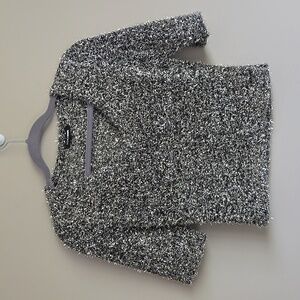 Fashion Nova Sparkle Tinsel Silver/Black Party Top